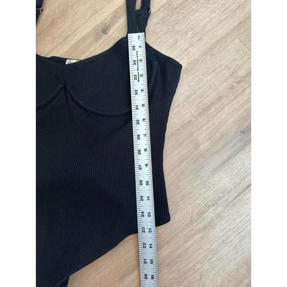 Free People Bodysuit Womens XS Black Ribbed Bustier O-Ring‎ Intimately Sexy Edgy - Picture 15 of 16
